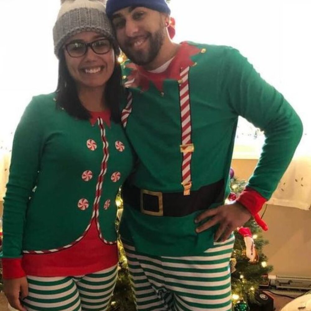 Matching christmas Pajamas girl and boy elf